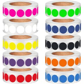 10000 PCS Color Dot Stickers 1/2 inch Colored Circle Stickers Round Stickers Color Sticker Dots Color Coding Labels 10 Colors for Inventory Organized File Classification