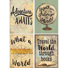 Teacher Created Resources Travel The Map Posters, 13-3/8" x 19", Set of 4