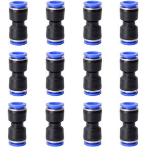 60Pcs Straight Push Connectors Quick Release Plastic Push to Connect Fittings Kit 5/32" 1/4" 5/16" 3/8" 1/2" inch Quick Connect Air Hose Fittings