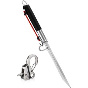 39'' Sand Spike Boat Anchor Pole, with Stainless Steel Boat Anchor Hook, for Shallow Water Shore, Beach, Sandbar