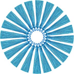 شرابات لصنع المجوهرات، شرابات حريرية مقلدة متعددة الألوان مصنوعة يدويًا مقاس 8.89 سم مع حلقة تعليق للإشارة المرجعية، شرابات، أساور، أقراط، سلسلة مفاتيح أكريليك وحرف يدوية (40 لونًا مختلطًا) in Kuwait