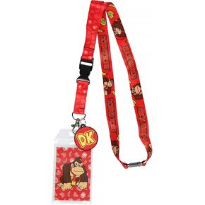 Nintendo Super Mario Donkey Kong Lanyard ID Badge Holder Lanyard w/Rubber Charm Pendant