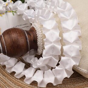 Black Ruffle Lace Trim 5 Yards Gathered Stain Ribbon Pleated Lace Trim for Dress Sewing Gift Bouquet Decoration