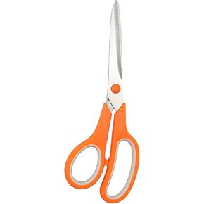 Orange 8" Student Scissors, Multifunctional Scissors, Professional Stainless Steel Comfort Grip, Handmade Projects Suitable for Students, Comfort Right/Left Handed Cutting and Measuring Devices