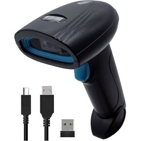 Barcode Scanner Wireless 1D 2D QR Code Scanner, Automatic Scanning Handheld Image Bar Code Reader for Personal Library, Inventory Scanner for Warehouse Supermarket Retail Store