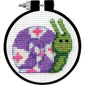 Snail Counted Cross Stitch Kit with Hoop