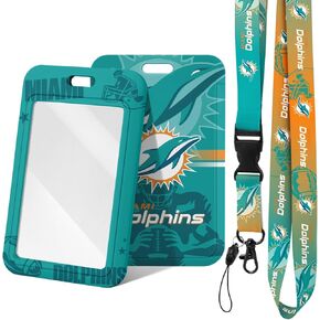 Badge Holder with Lanyard for Football Fans, Hard Plastic Key Card Work Badge Sleeves, School, Factory, ID Credit Cards, Proximity Key Cards, Driver Licenses and Passes