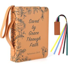 Bible Cover, Premium Bible Case for Woman, Leather Bible Case for Girls, Large Bible Cover Case for Women, Floral Bible Covers for Girls, Bible Holder Case, Bible Carrying Case for Woman with Handle