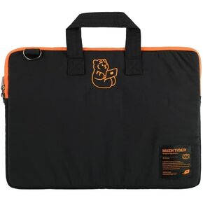 [MUZIKTIGER] 12~14 inch Laptop/Tablet Sleeve with Handle, Mesh Padded Bag -Compatible with iPad Pro12.9inches, MacBook Air/Pro13, HP/Dell/Lenovo/Asus/Acer, with Double Way Zippers -sitting tiger black