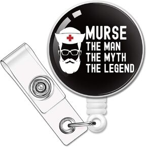RZHV Murse The Man The Myth The Legend Retractable Badge Reel with Alligator Clip, Funny ID Card Badge Holder Gift for Men Medical Office Worker Boss Coworkers Nurse Doctor CRNA RN