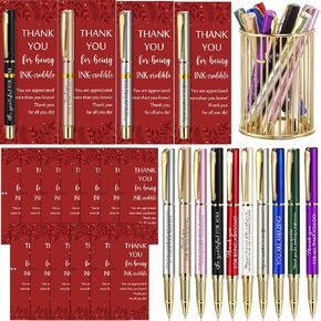 Geyoga 20 Set Employee Appreciation Gift Inspirational Ballpoint Pen Black Ink with Thank You Card Motivational Gift for Team Coworker Nurse Volunteer Assistant Graduation(Boho Colors,Rustic Style)