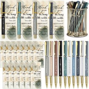 Geyoga 20 Set Employee Appreciation Gift Inspirational Ballpoint Pen Black Ink with Thank You Card Motivational Gift for Team Coworker Nurse Volunteer Assistant Graduation(Boho Colors,Rustic Style)