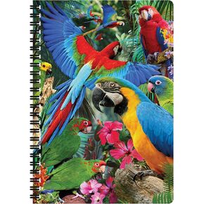 Notebook - Parrot Pandemonia from Deluxebase. 80 Page Lined Lenticular 3D Tropical Bird Notebook. 8.5 x 5.5 in. School or work stationery with artwork licensed from artist David Penfound