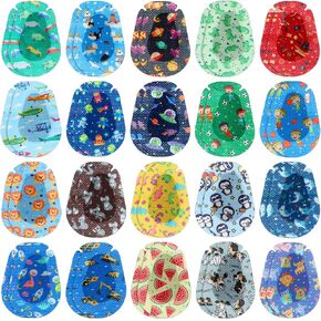 100 Pcs Adhesive Eye Patches for Kids Boys 20 Styles Breathable Boy Eye Patch Bulk Light Blocking Cotton Adhesive Bandages for Toddler Boys, 3 x 2 Inch