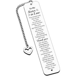 Sister in Law Gifts, Christmas Stocking Stuffers for Sister in Law, Sister in Law Bookmark, Wedding Birthday Gifts for Sister in Law, Sister-in-Law Gifts, Xmas Valentines Gifts for Sister in Law