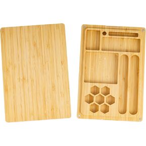 صينية النرد DND 2 في 1، صندوق النرد من الخيزران مع غطاء مغناطيسي - علبة النرد D&D، صينية النرد مدمجة في واحدة لألعاب RPG وألعاب الطاولة | يحمل مجموعات متعددة من النرد متعدد السطوح in Kuwait