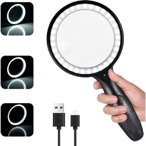 Magnifying Glass with Light, 30x 60x Magnifying Glass for Reading Lighted - 33 LEDs Magnifying Glass Magnifier Magnifier with Light