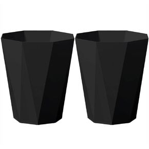Trash Can Bathroom Garbage Can 2.6 Gallon Plastic Waste Basket for Office Bedroom Kitchen, 2 Pack Black