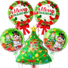KatchOn, Christmas Tree Balloon Kit - 28 Inch, Pack of 5 | Christmas Foil Balloons, Merry Christmas Balloons Decorations | Christmas Mylar Balloons, Christmas Party Decorations | Christmas Decorations