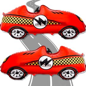 2 Pcs Large Race Car Balloons, 43 Inch Red Racing Balloons for Race Car Party Decorations Two Fast Birthday Decor