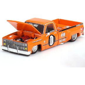 Chevy KAIDO Works V2 Pickup Truck #0 Orange with Graphics (Designed by Jun Imai) Kaido House Special 1/64 Diecast Model Car by True Scale Miniatures KHMG090