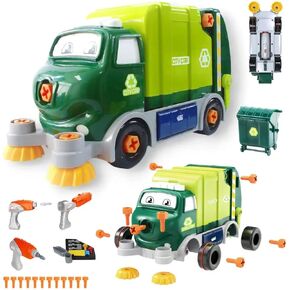Take Apart Toy Garbage Truck - 29-Piece Disassembly Set with Electric Screwdriver, Garbage Truck Toys, DIY Electric City Clean Truck Toy Set, Birthday Gifts for 3+ Years Old Boys Girlst