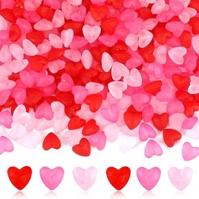 UPINS Frosted Heart Beads, 300pcs Valentine's Day Red Pink Heart Candy Beads for Jewelry Making DIY Bracelet Necklace Accessories Craft Party Supplies Wedding Christmas Decor (3 Colors)