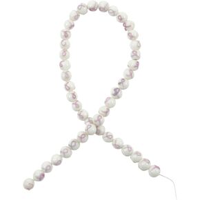 Treasure Gurus Breast Cancer Awareness Ribbon White Glass Bead Strand Jewelry Making Accessory