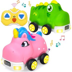 Remote Control Car for Toddler Age 2 3 4 5, Unicorn Toys for Girls, Dinosaur Toys for Boys Age 2-4, Electric RC Car Toys with Light & Sound, Toddler Toys, Race Car Vehicles,Christmas Birthday Gifts
