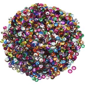 MECCANIXITY Loose Sequins 4MM Silver Backed Sequins 3000Pcs Cup Sequins Embroidery Sequins for Jewelry Making Crafts Sewing,Multicolored