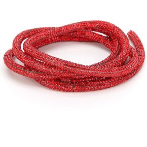 Jeanoko Rhinestones Tube Rope Water Drill Beautiful Bright Resin Glitter Rhinestones Rope Crystal Rhinestone Glitter Rope Colored Rhinestone for Clothing(red)
