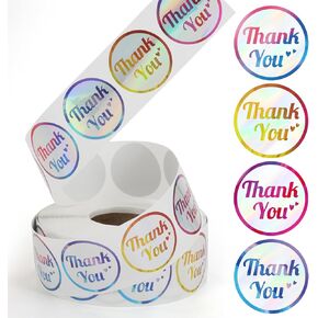 1500pcs 1.5 inch Holographic Thank You Stickers for Small Business, Self-Adhesive & Waterproof Thank You Stickers for Packaging, Thank You for Supporting My Small Business Stickers