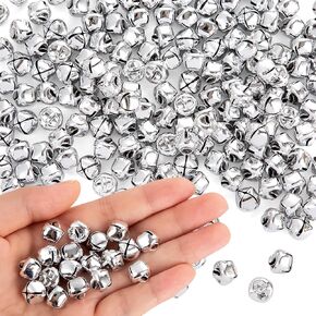 Small Jingle Bells for Crafts, 1/2 Inch Silver Craft Bells Bulk, Christmas Bells with Loud Sound for Christmas Party Decorations, DIY Crafts