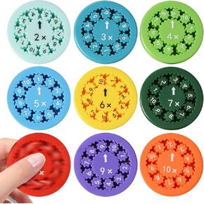 KRYYA Math Fact Fidget Spinners, Math Facts Fidget Spinners, This is for All The Stimmers - Fidgeters Who are Learning Math, Division and Multiplication on One Fidget (Multiply Or Divide 9pcs)