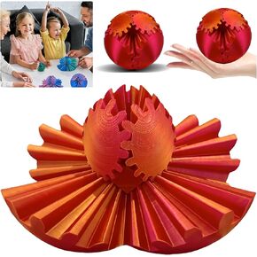 Gear Sphere، لعبة Gear Ball Fidget، كرة تروس مطبوعة ثلاثية الأبعاد، كرة تروس تدور أو لعبة مكعب تململ، لعبة تململ مضحكة للتوتر والقلق للأطفال والكبار هدايا عيد الميلاد (أحمر)