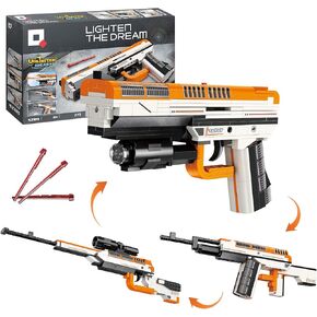 Gun Building Block, 3-in-1 Model Kit Building Blocks Gun DIY Can Launch, 272 Pcs Simulation Blaster Building Blocks Military Weapon Building Set for 8+ Years Kids Compatible with Lego Technic