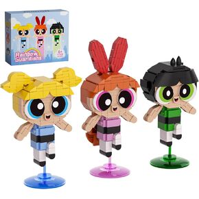 Power Girls Building Set, Puff Police Girl Building Toy, 3-in-1 Animated Character Model Toy, Compatible with Lego, Suitable for Boys and Girls as Christmas or Other (464PCS)