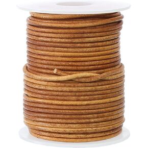 CleverDelights 2mm Brown Leather Cord - 20 Meters (21.8 Yds) - Round Genuine Leather Cord