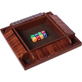 Nicecho Shut The Box Dice Game,2-4 Player Family Wooden Board Table Math Games for Adults and Kids, 8 Dices Classics Games for Classroom,Home,Party or Pub - Brown
