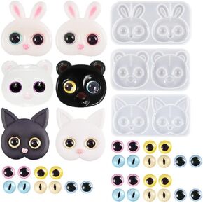 3 قطع من قوالب الراتنج الحيوانية من Yalulu مع 30 قطعة عيون، قوالب السيليكون لتزيين حافظة الهاتف المحمول، قوالب إيبوكسي لتزيين الحيوانات الصغيرة لقلادة سلاسل المفاتيح DIY in Kuwait