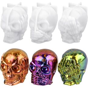 Actvty Skull Mold Brain Resin Mold, Brain and Skull Silicone Molds for Resin Casting, Halloween Silicone Molds DIY Resin Crafts, Candle, Soap, Chocolate, Jelly, Halloween Party Decor