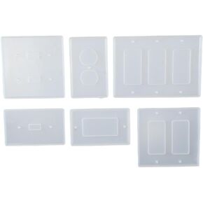 6Pcs Light Switch Cover Resin Molds,Standard Switch Socket Panel Silicone Molds,Epoxy Molds for DIY