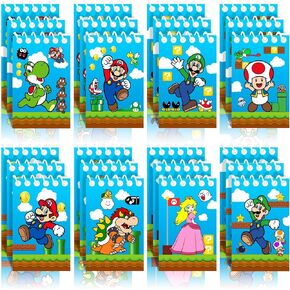 Mario Birthday Party Supplies, 24Pcs Mini Notepads for Mario Birthday Party Favors, Goodie Bag Stuffers, Children Classroom Rewards, 8 Types