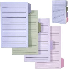 Divider Sticky Notes tabs, Lined Sticky Notes 4x6, Tabbed Self-Stick Note Pad, Office Supplies, School Supplies for Girls, 35 Sheets/Pad, 8 Pads