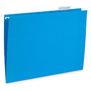 Blue Summit Supplies 25 Hanging File Folders, Letter Size, Assorted Jewel Tone Colors, 1/5 Cut Adjustable Tab Inserts, Designed for Color Coded File Organization, 25 Pack