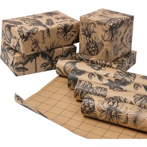 RUSPEPA Kraft Birthday Wrapping Paper Rolls - Mini Roll - 17 inches x 10 feet per Roll, Total of 4 Rolls, Colorful Birthday
