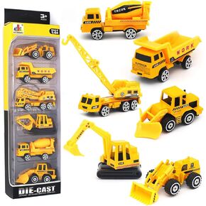 YIMORE Alloy Engineering Truck Mini Pocket Size Construction Models Play Vehicles Toy for Kids Party Favors Cake Decorations Topper Birthday Gift, 6Pcs Set