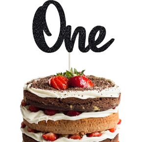 First Birthday Cake Topper - Double Sided Black Glitter, One anniversary cake toppers, 1st birthday Cake Decorating, Baby Shower Favors, Baby Birthday Party Baby Photo Booth Props