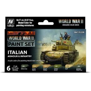 Vallejo VAL70209 Farb-Set, Italienische Panzerung & Infanterie, WWII Colours for Models and minatures, Green or Brown Gray Military Color