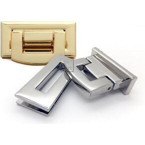 CRAFTMEMORE 1pc 1-7/8" Metal Bar Flip Lock Purse Turn Lock Closure Quality Purse Making Accessories L155 (Silver)